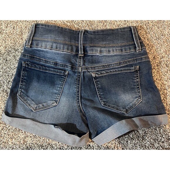 SO Girls Blue Denim Jean Shorts Size 12 stretch adjustable cuffed clean and cute - Picture 3 of 3